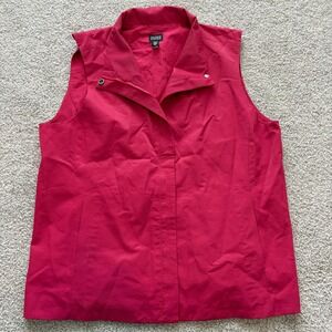 Eileen‎ Fisher Cotton Nylon Vest Womens M Pink Full Zip Casual Relaxed